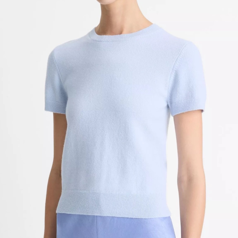 VINCE Wool & Cashmere-Blend Short-Sleeve Sweater